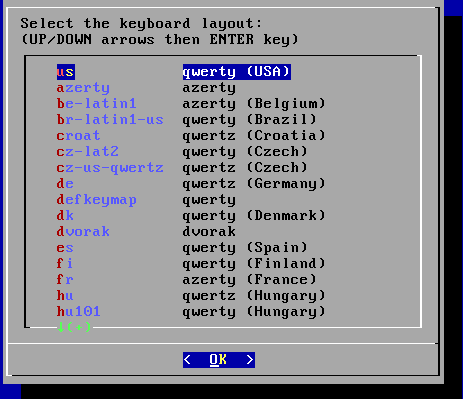 Select the keyboard layout